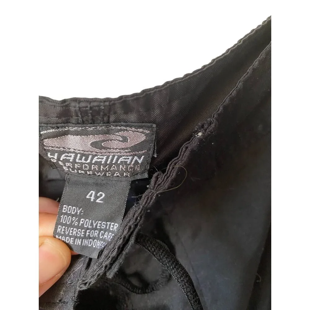 Hawaiian Performance Surfwear black‎ boardshorts swim trunks tropical men 42